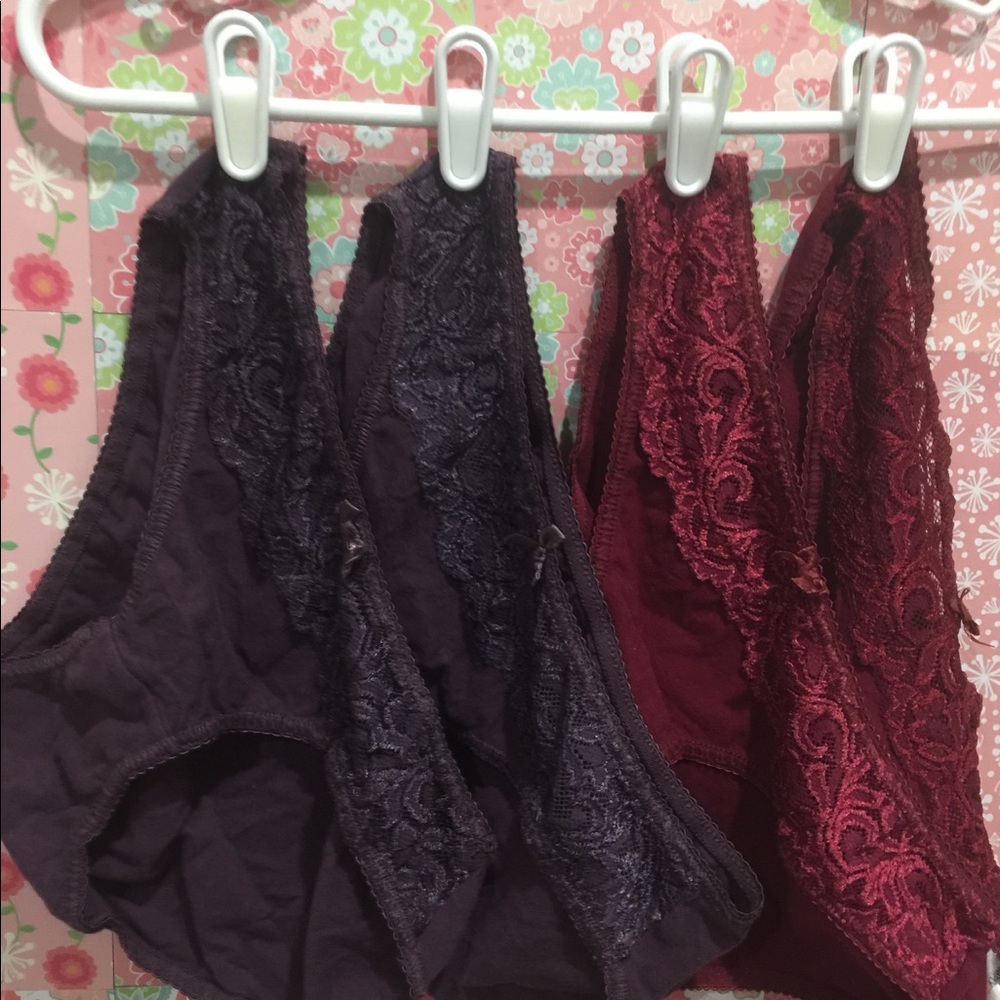 Four lace trimmed bikinis